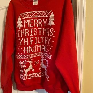 Sweatshirt Size XL Christmas “ugly sweater” red and white